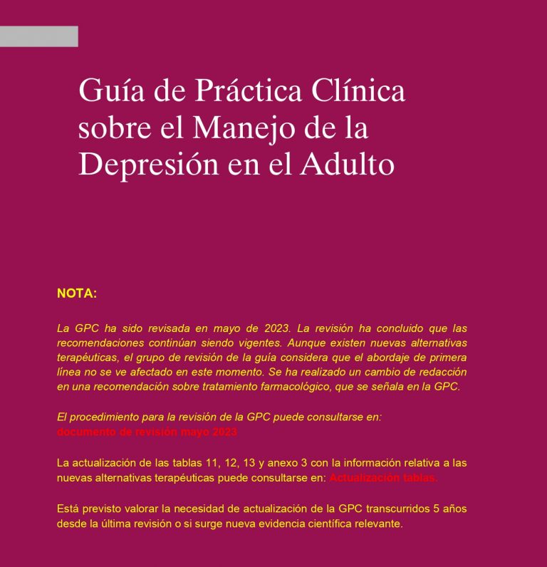 Guía de Práctica Clínica sobre el Manejo de la Depresión en el Adulto